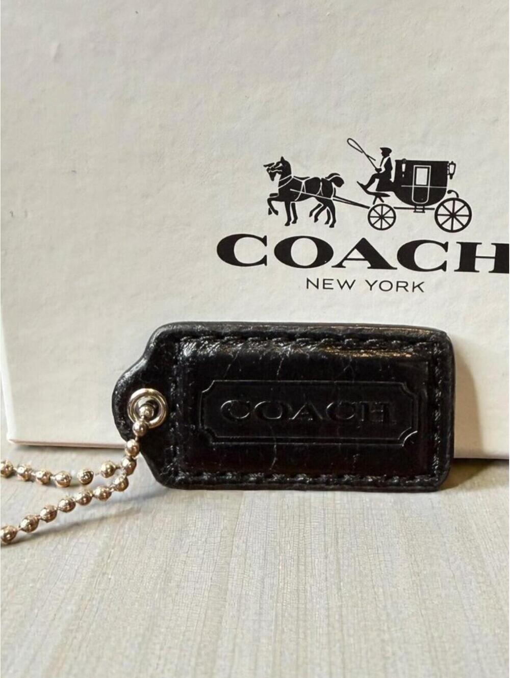 Coach Leather Hangtag Black (2")